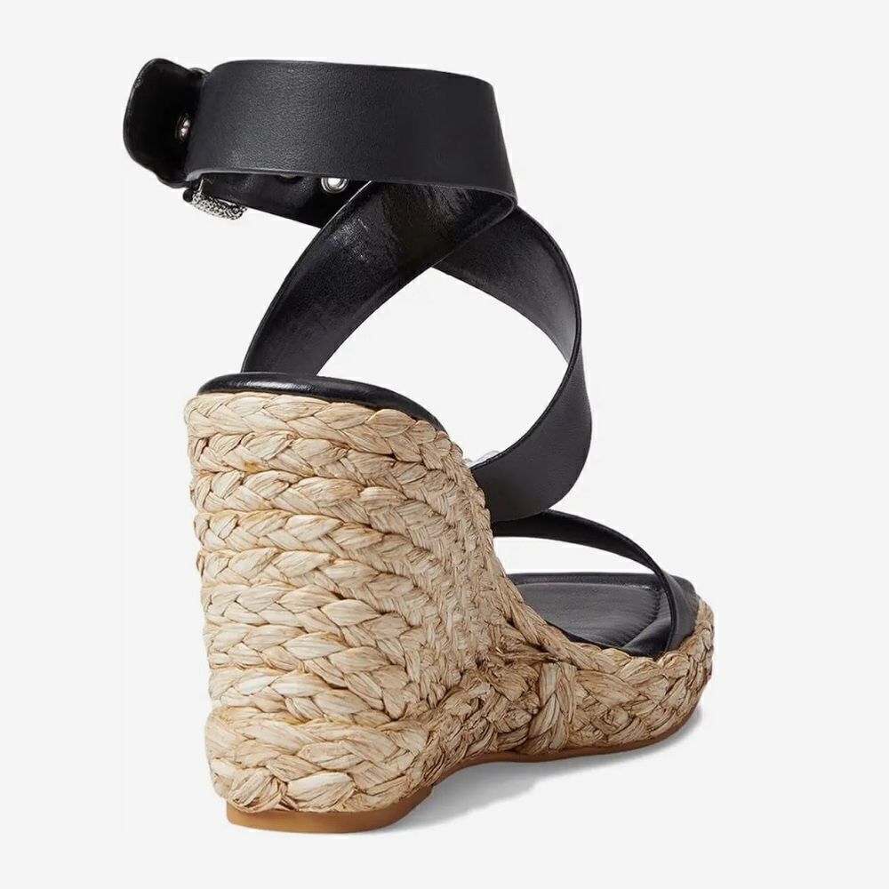 NIB Dolce Vita Women’s Aldona Black Leather Espadrille Wedge Buckle Strap - 7.5 - Picture 9 of 10